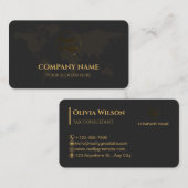 Zwart en goud wereldkaart professional visitekaartje (Voorkant / Achterkant)