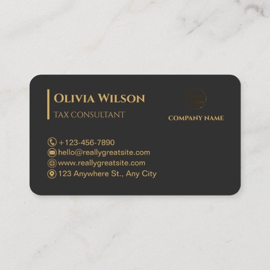 Zwart en goud wereldkaart professional visitekaartje (Achterkant)