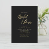 Zwart en Goud Whimsy Script Modern Vrijgezellenfee Kaart (Staand voorkant)