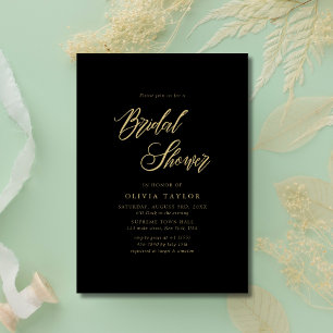 Zwart en Goud Whimsy Script Modern Vrijgezellenfee Kaart