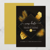 Zwart en Goud Wijzig de Datum Save The Date (Voorkant / Achterkant)
