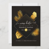 Zwart en Goud Wijzigingsdatum Bewaar de Datum Save The Date (Voorkant)