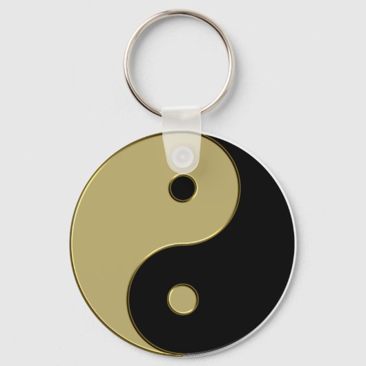 zwart en goud yin yang sleutelhanger (Voorkant)