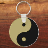 zwart en goud yin yang sleutelhanger (Voorkant)