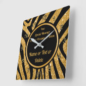 Zwart en goud, Zebra Print Clock, op maat gemaakt Vierkante Klok (Hoek)