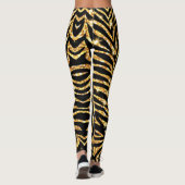 Zwart en Goud Zebra Print Leggings (Achterkant)