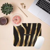 Zwart en goud Zebra Print | Monogram Muismat
