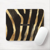 Zwart en goud zebraprint | Monogram Muismat (Met muis)