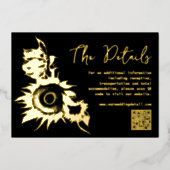 Zwart en Goud Zonnebloem QR code Details kaart (Voorkant)