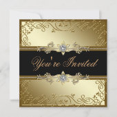 Zwart en Goud Zwart Stropdas Partij Kaart (Voorkant)