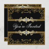 Zwart en Goud Zwart Stropdas Partij Kaart (Voorkant / Achterkant)