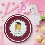 Zwart en goudAFSTUDEERDER | bewerkbare maroon | AF Papieren Bordje (Feest)