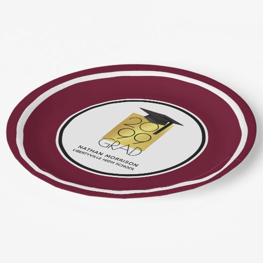 Zwart en goudAFSTUDEERDER | bewerkbare maroon | AF Papieren Bordje (Gekanteld)