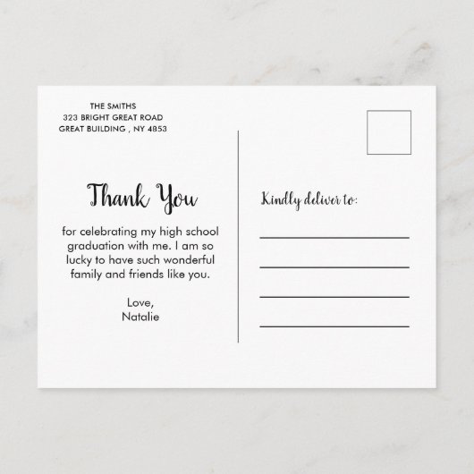 Zwart en goudAfstuderen Hartelijk dank Briefkaart (Achterkant)