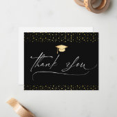 Zwart en goudAfstuderen Hartelijk dank Notitiekaartje (Voorkant / Achterkant in situ)