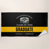 Zwart en goudAfstuderen - Persoonlijke foto Strandlaken (Voorkant)