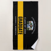 Zwart en goudAfstuderen - Persoonlijke foto Strandlaken (Voorkant)