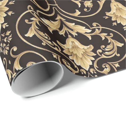 Zwart en goudbarokpapier voor onmiddellijke verpak cadeaupapier (Rol Hoek)