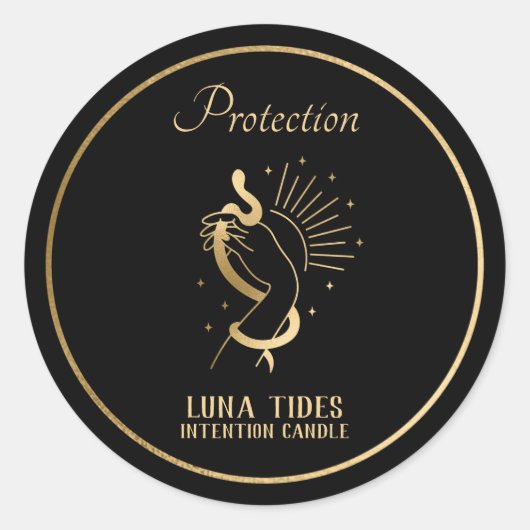 Zwart en goudbeschermingstitel ronde sticker (Voorkant)