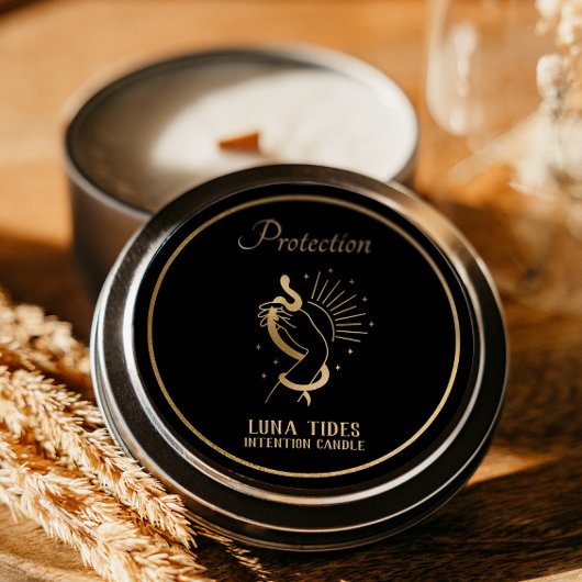 Zwart en goudbeschermingstitel ronde sticker