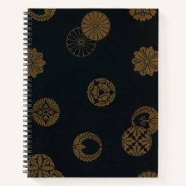 Zwart en goudblad Japans ontwerp Notitieboek