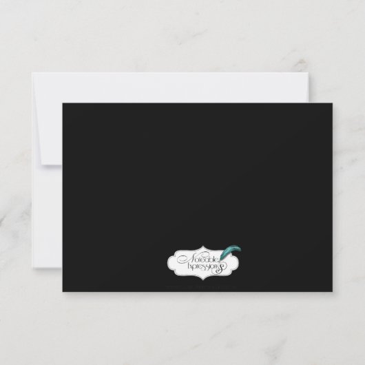 Zwart en goudblauw Accent Wed Rehearsal Dinner Kaart (Achterkant)