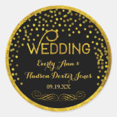 Zwart en goudbruidsdot modern huwelijk ronde sticker (Voorkant)