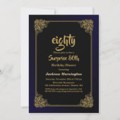 Zwart en goudbruin, 80ste verjaardag, avondeten kaart (Voorkant)
