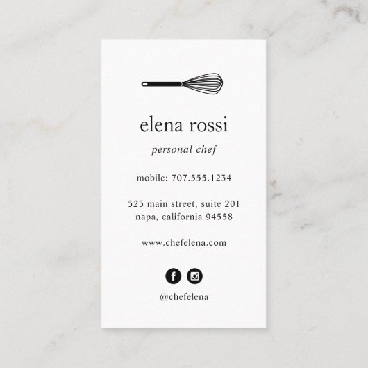 Zwart en goudbruin | Chef Catering Bakery Visitekaartje (Achterkant)