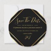 Zwart en goudbruin Eenvoudig Ronde Modern Save The Date (Voorkant)
