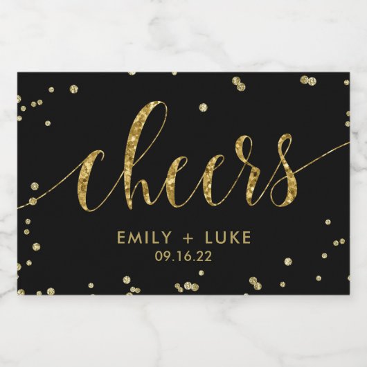 Zwart en goudbruin sparkling wijnetiket (Enkel label)