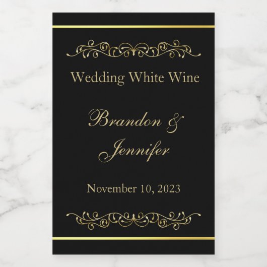 Zwart en goudbruin wijn etiket (Enkel label)