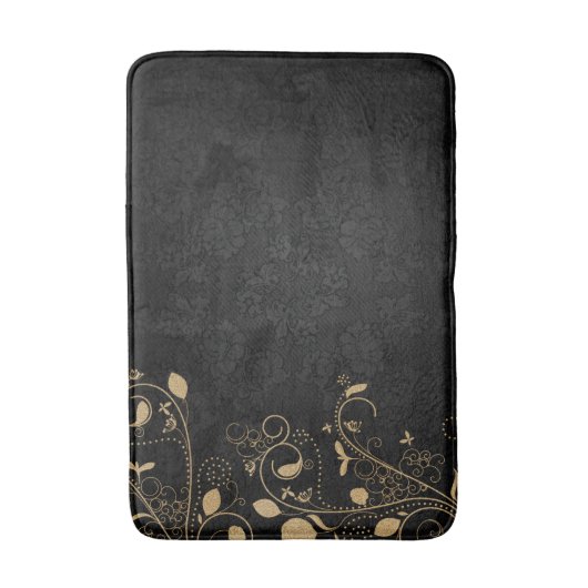 Zwart en gouddecoratief patroon badmat (Voorkant Verticaal)