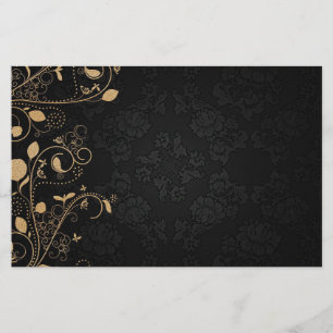 Zwart en gouddecoratief patroon briefpapier