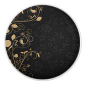 Zwart en gouddecoratief patroon keramische knop (Voorkant)