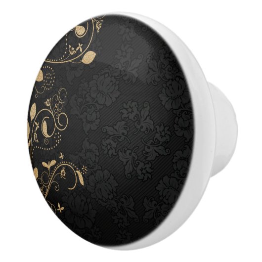 Zwart en gouddecoratief patroon keramische knop (Rechts)