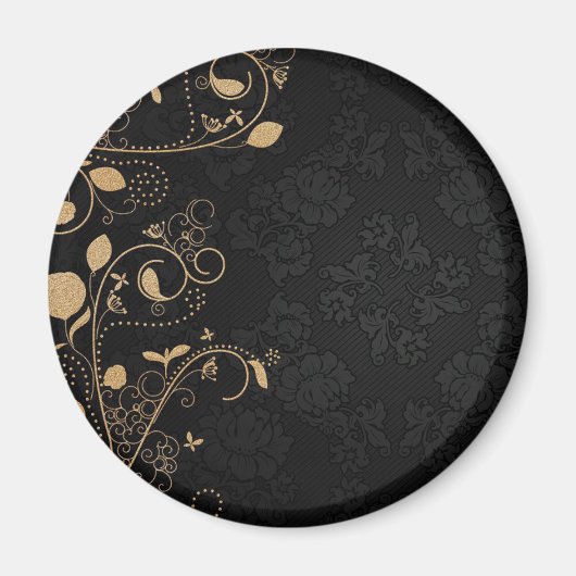 Zwart en gouddecoratief patroon magneet (Voorkant)