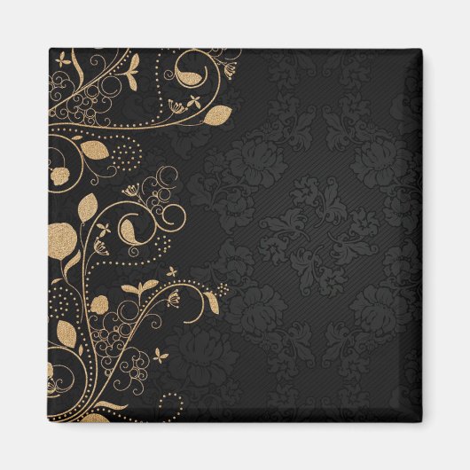 Zwart en gouddecoratief patroon magneet (Voorkant)