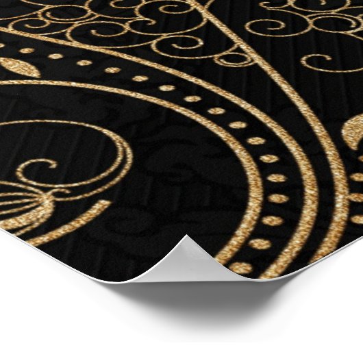 Zwart en gouddecoratief patroon poster (Hoek)