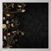 Zwart en gouddecoratief patroon poster (Voorkant)