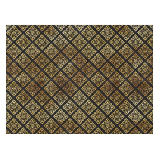Zwart en gouddecoratief tafelkleed (Voorkant (Horizontaal))
