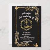 Zwart en gouden 3D-teksteffect Bewaar de datum Tro Kaart (Voorkant)