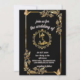 Zwart en gouden 3D-teksteffect Bewaar de datum Tro Kaart