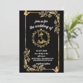 Zwart en gouden 3D-teksteffect Bewaar de datum Tro Kaart (Staand voorkant)