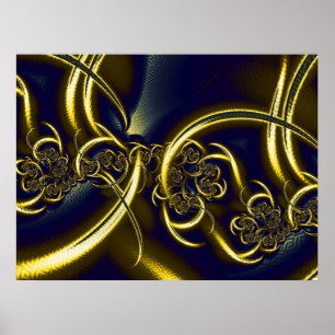 Zwart en Gouden Abstract Art. Poster
