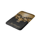 Zwart en Gouden Abstract Bloemen Badmat (Gekanteld)