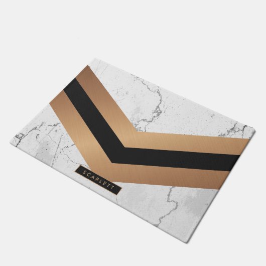 Zwart en gouden Abstract Deurmat (Schuin)