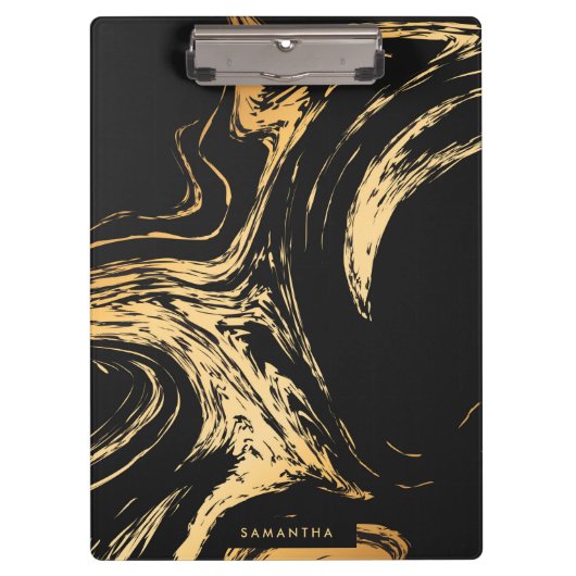 Zwart en gouden Abstract Klembord (Voorkant)