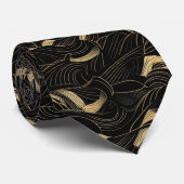 Zwart en gouden abstract patroon  stropdas (Opgerold)
