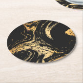 Zwart en gouden Abstract Ronde Kartonnen Onderzetter (Gebogen)